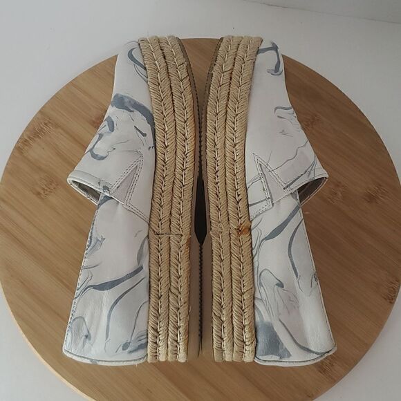 Naturalizer Thea Blue Marble Leather Espadrille Platform Shoes Size 7W - Picture 8 of 10